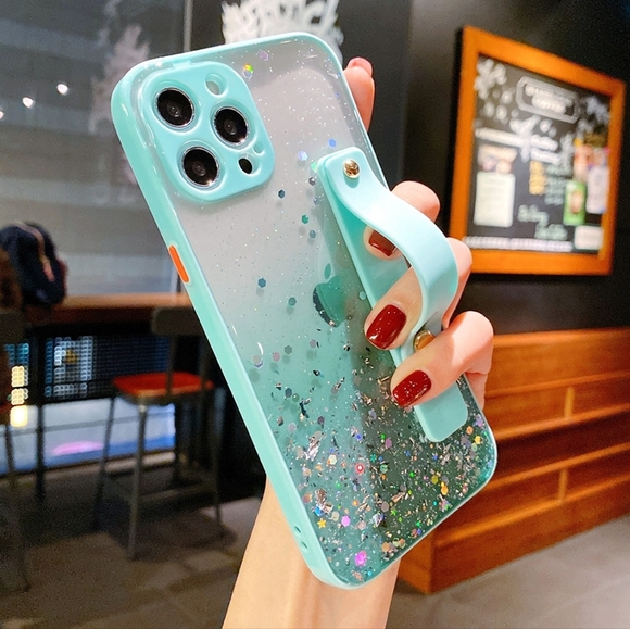 iPhone 13 Case iPhone 13 Pro Case iPhone 13 Pro Max Case Glitter Wrist Strap - Picture 1 of 3
